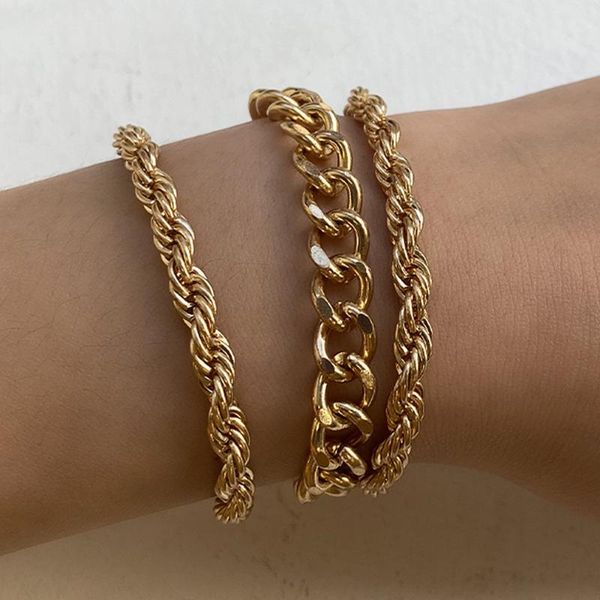 3pcs/set vintage gold bracelets set for women boho charm exaggerated twist link chain 2020 trendy female wrist jewelry, Black
3pcs/set vintage gold bracelets set for women boho charm exaggerated twist link chain 2020 trendy female wrist jewelry, Black