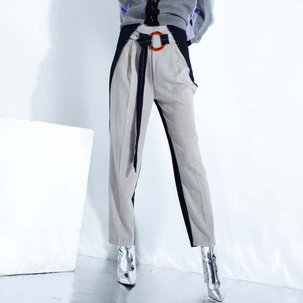 women's pants & capris women linen elegant belt two color block office lady contrast stitch trousers wide leg pantsuit patchwork straig, Black;white
women's pants & capris women linen elegant belt two color block office lady contrast stitch trousers wide leg pantsuit patchwork straig, Black;white
