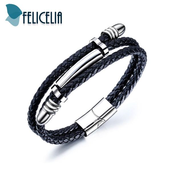 felicelia handmade multilayer braided leather men bracelet stainless steel magnetic clasp, Golden;silver
felicelia handmade multilayer braided leather men bracelet stainless steel magnetic clasp, Golden;silver