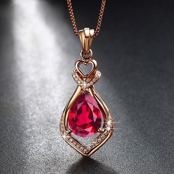 charm female red zircon pendant necklace luxury rose gold color chain necklaces for women cute heart water drop wedding necklace, Silver
charm female red zircon pendant necklace luxury rose gold color chain necklaces for women cute heart water drop wedding necklace, Silver