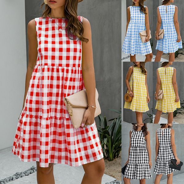 summer fashion round neck lattice a line pocket casual loose female dress, Black;gray
summer fashion round neck lattice a line pocket casual loose female dress, Black;gray