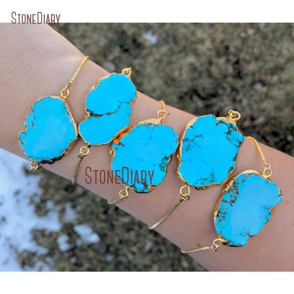 orm turquoises connector bracelet gold electroplated chain link turquoises slice bracelet in adjustable bm11247, Black
orm turquoises connector bracelet gold electroplated chain link turquoises slice bracelet in adjustable bm11247, Black