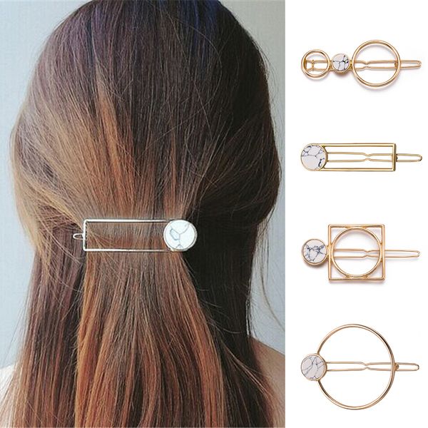minimalism geometric metal hairpins round rectangle shape imitation marble hair clips for women girls hair styling accessories, Golden;silver
minimalism geometric metal hairpins round rectangle shape imitation marble hair clips for women girls hair styling accessories, Golden;silver