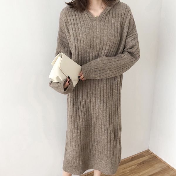 women's sweaters winter autumn fashion hooded sweater and pullovers long style casual striped korean oversized dress, White;black
women's sweaters winter autumn fashion hooded sweater and pullovers long style casual striped korean oversized dress, White;black