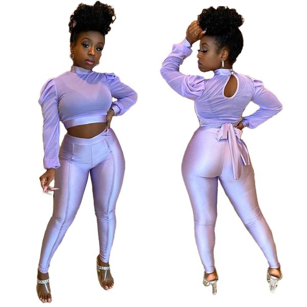 woman two piece outfit puff sleeve netting tight trousers fashion solid color 2pcs ladies clothing, Gray
woman two piece outfit puff sleeve netting tight trousers fashion solid color 2pcs ladies clothing, Gray