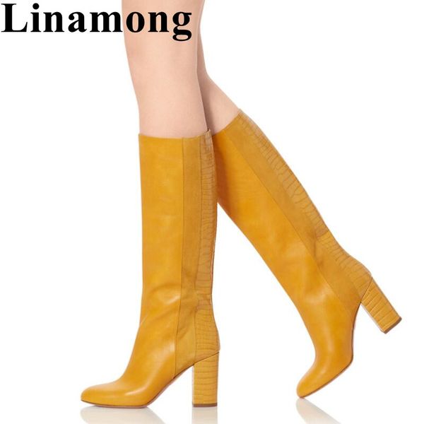 fashion high heel mid-calf winter women boots two color slip-on round and square heel splice st women shoes, Black 
fashion high heel mid-calf winter women boots two color slip-on round and square heel splice st women shoes, Black