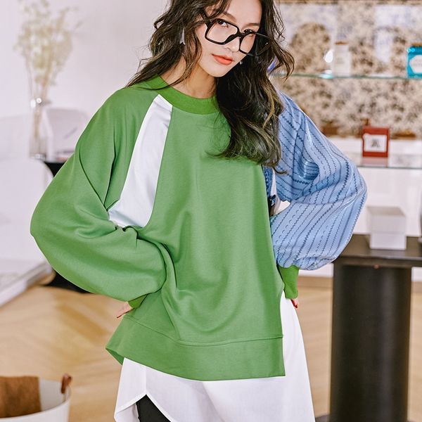 s9091 autumn new large size women's wear fake two-piece contrast color casual pullover pullover sweater for women d9ajk, Black
s9091 autumn new large size women's wear fake two-piece contrast color casual pullover pullover sweater for women d9ajk, Black