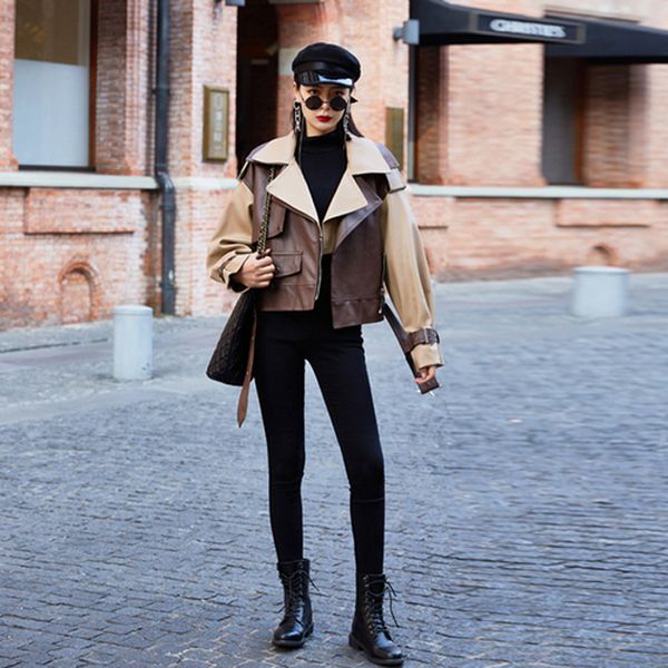 handsome pu leather short womenjacket korean tooling motorcycle jacket with sashes spring autumn slim turn-down collar coat, Black;brown
handsome pu leather short womenjacket korean tooling motorcycle jacket with sashes spring autumn slim turn-down collar coat, Black;brown