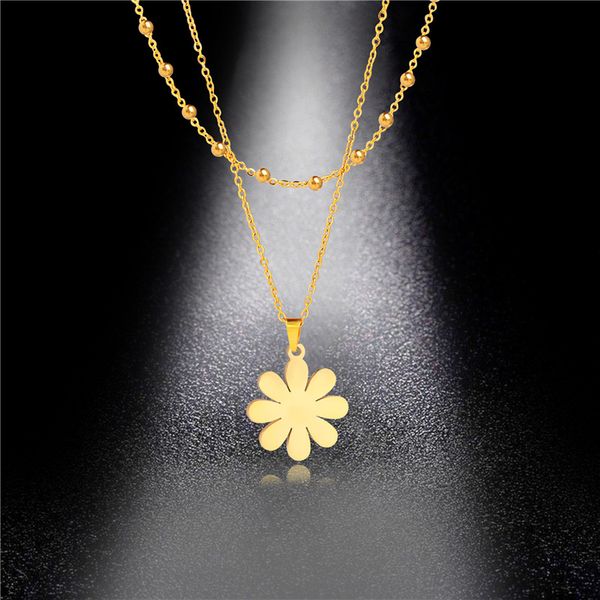 pendant necklaces stainless steel necklace female net red simple clavicle chain double-layer three-dimensional titanium small daisy, Silver
pendant necklaces stainless steel necklace female net red simple clavicle chain double-layer three-dimensional titanium small daisy, Silver