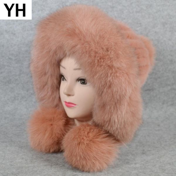 lady winter outdoor warm knit real genuine fur balls hats women windproof real caps beanies hat skullies, Blue;gray
lady winter outdoor warm knit real genuine fur balls hats women windproof real caps beanies hat skullies, Blue;gray