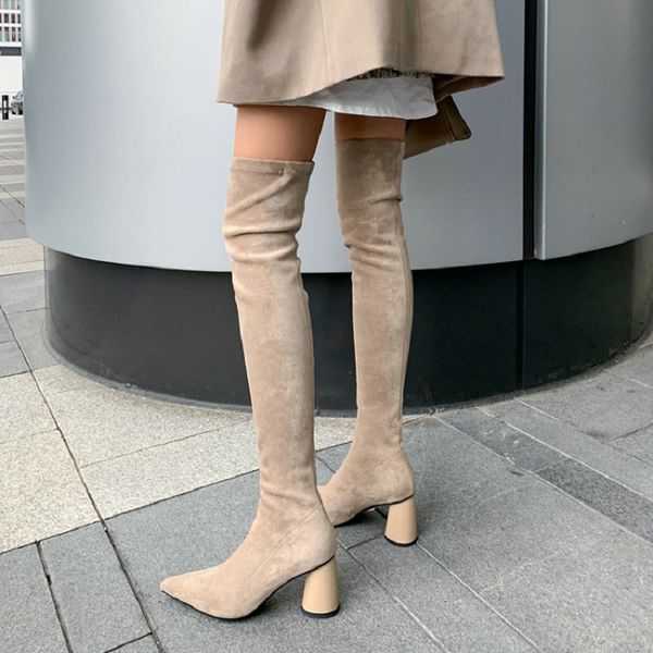 2020 winter genuine leather suede stretch boots for woman pointed toe block high heels elastic overknee booties over-the-knee, Black
2020 winter genuine leather suede stretch boots for woman pointed toe block high heels elastic overknee booties over-the-knee, Black