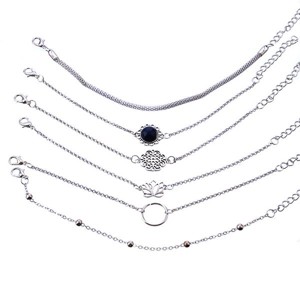 6pcs/set vintage simple silver color color lotus bracelet for women flower chain beaded bracelets bangles sets boho jewelry
6pcs/set vintage simple silver color color lotus bracelet for women flower chain beaded bracelets bangles sets boho jewelry