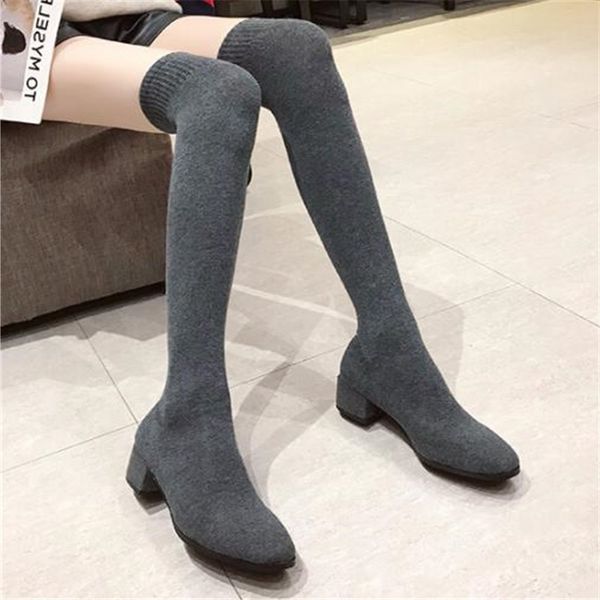 boots women over the knee sock fashion spring autumn stretch long chunky high heels pointed toe shoes black gray 40
boots women over the knee sock fashion spring autumn stretch long chunky high heels pointed toe shoes black gray 40