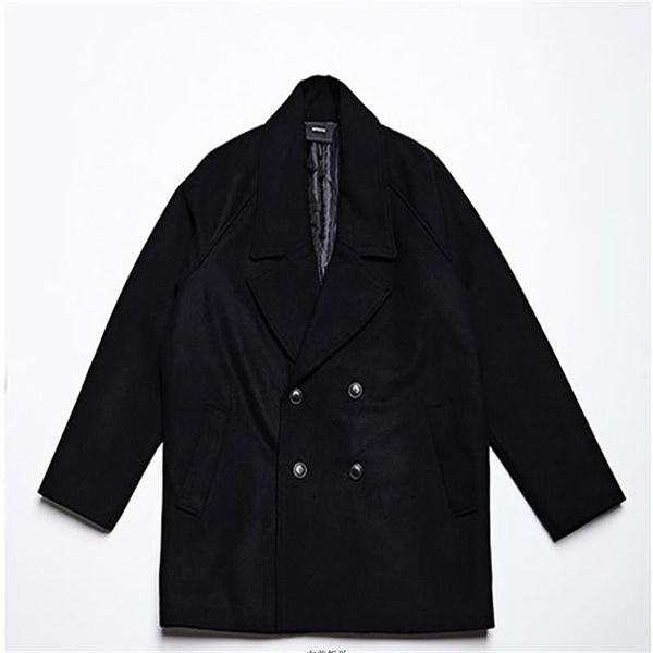 men's wool & blends yamamoto woolen coat double-breasted autumn and winter models, Black
men's wool & blends yamamoto woolen coat double-breasted autumn and winter models, Black