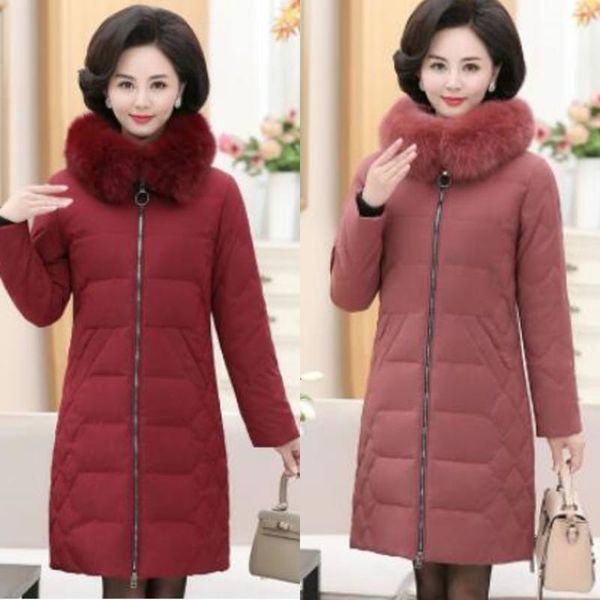 women's down & parkas size winter women jacket fashion middle-aged mother fur collar thicken white duck coat hooded long, Black
women's down & parkas size winter women jacket fashion middle-aged mother fur collar thicken white duck coat hooded long, Black