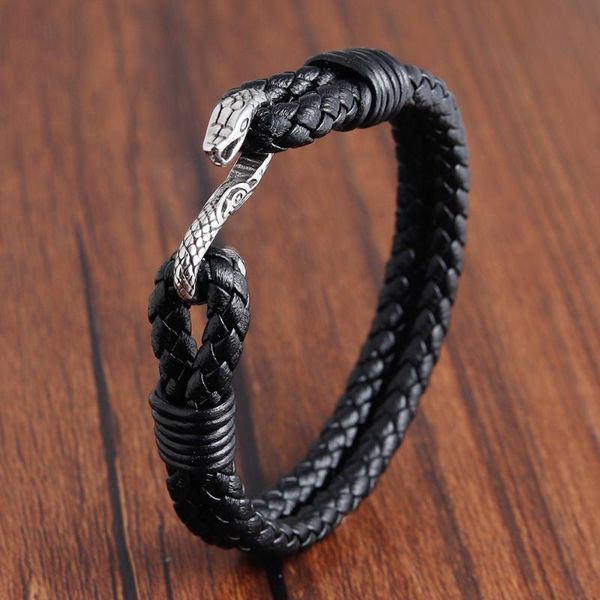 charm bracelets vintage silver color snake easy-hook leather men viking jewelry black braid bracelet charms bangle, Golden;silver
charm bracelets vintage silver color snake easy-hook leather men viking jewelry black braid bracelet charms bangle, Golden;silver