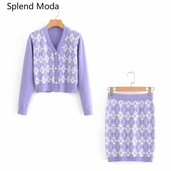 two piece set for women sweet cute v-neck purple long-sleeved plaid knit cardigan sweaters + high waist hip elastic mini skirts, Gray
two piece set for women sweet cute v-neck purple long-sleeved plaid knit cardigan sweaters + high waist hip elastic mini skirts, Gray