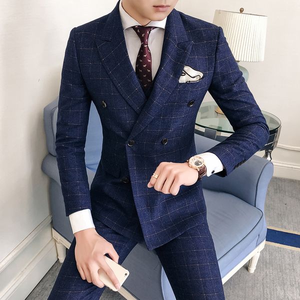 men's suits & blazers dress mens fashion lattice double breasted business casual silm formal wedding 3 piece blazer with pants vest, White;black
men's suits & blazers dress mens fashion lattice double breasted business casual silm formal wedding 3 piece blazer with pants vest, White;black