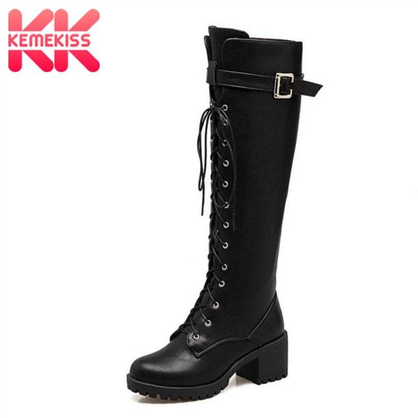 kemekiss women knee high boots cross strap fashion buckle knight shoes women platform square heels punk footwear size 34-43, Black
kemekiss women knee high boots cross strap fashion buckle knight shoes women platform square heels punk footwear size 34-43, Black