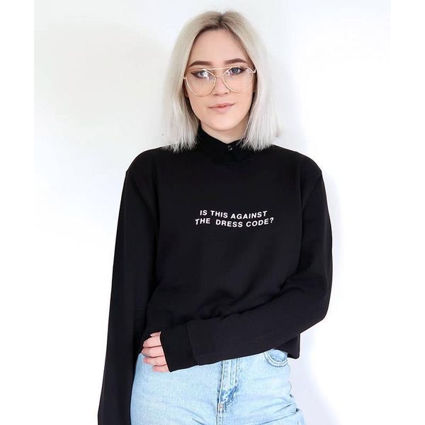 is this against the dress code sweatshirt women fashion clothes long sleeve crewneck letters hoodies streetwear pullovers, Black
is this against the dress code sweatshirt women fashion clothes long sleeve crewneck letters hoodies streetwear pullovers, Black