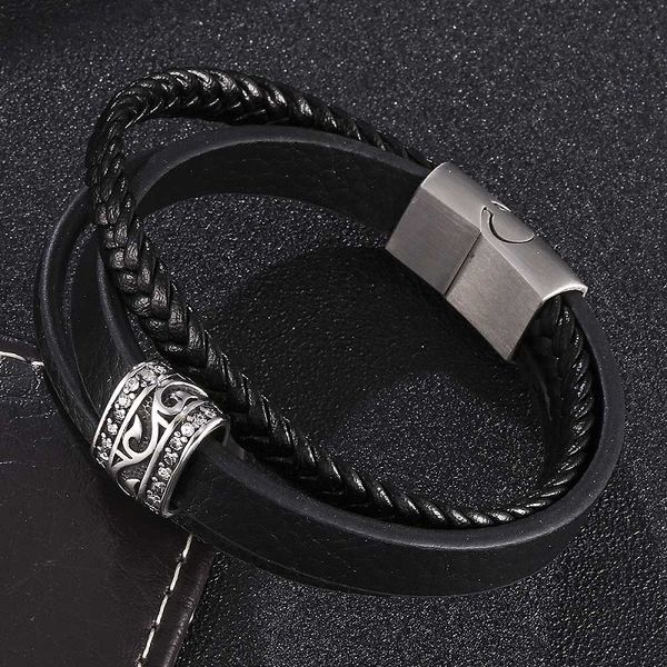 vintage multi-layer black leather bracelet men fashion jewelry magnetic buckle creative bracelets gifts st0443, Golden;silver
vintage multi-layer black leather bracelet men fashion jewelry magnetic buckle creative bracelets gifts st0443, Golden;silver
