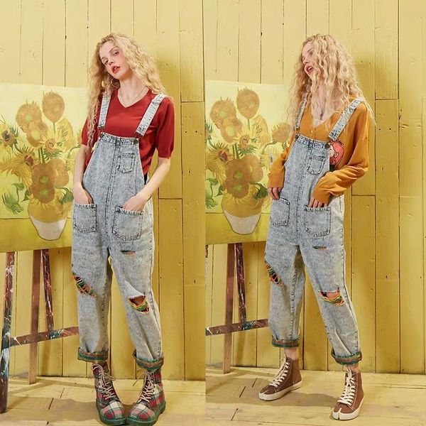 women's jeans rainbow colored jumpsuits women spring arrival ripped hole fashion denim suspender womens korean stylish loose chic, Blue
women's jeans rainbow colored jumpsuits women spring arrival ripped hole fashion denim suspender womens korean stylish loose chic, Blue