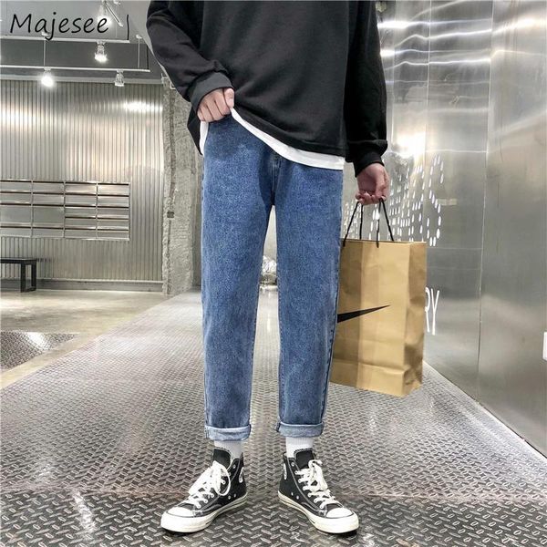 men jeans ankle-length denim trousers loose all-match solid stylish korean style casual basic teenager ulzzang simple mens chic, Blue
men jeans ankle-length denim trousers loose all-match solid stylish korean style casual basic teenager ulzzang simple mens chic, Blue