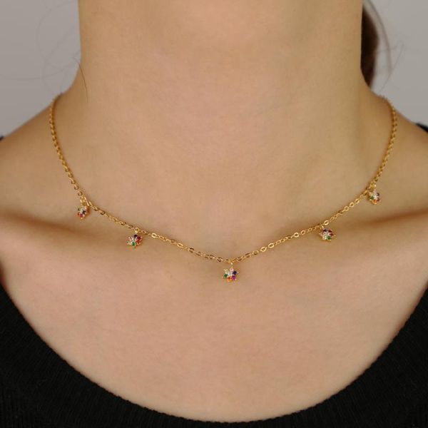 chains 2021 summer sea fashion multi pendant flower star dangle necklace for women paved rainbow cz in gold jewelry, Silver
chains 2021 summer sea fashion multi pendant flower star dangle necklace for women paved rainbow cz in gold jewelry, Silver