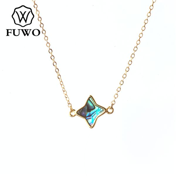 fuwo natural abalone shell four-pointed star necklace with gold trimmed brass chain seashell jewelry gift nc518, Silver
fuwo natural abalone shell four-pointed star necklace with gold trimmed brass chain seashell jewelry gift nc518, Silver