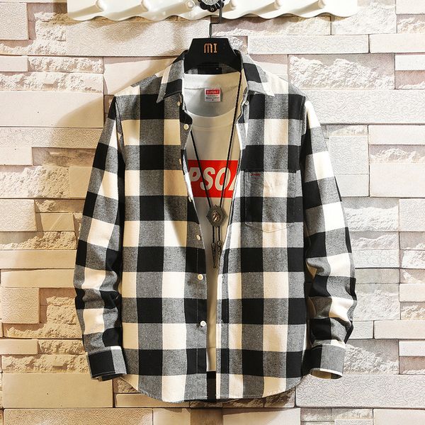 japanese retro black and white plaid shirt jacket men's shirt long sleeve trend relaxed autumn hong kong style leisure, White;black
japanese retro black and white plaid shirt jacket men's shirt long sleeve trend relaxed autumn hong kong style leisure, White;black