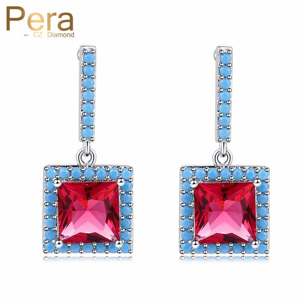 pera new arrival big square cz jewelry light blue and red crystal stone dangle drop earrings for women party e311, Silver
pera new arrival big square cz jewelry light blue and red crystal stone dangle drop earrings for women party e311, Silver