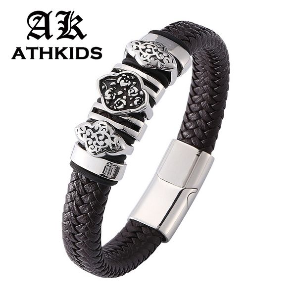 charm bracelets fashion brown braided leather bracelet men jewelry stainless steel with magnet clasp bangles 165-205 mm pb0128, Golden;silver
charm bracelets fashion brown braided leather bracelet men jewelry stainless steel with magnet clasp bangles 165-205 mm pb0128, Golden;silver