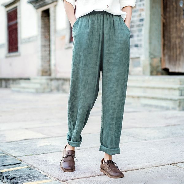women's pants & capris johnature loose comfortable cotton linen pockets all-match 4 color full length 2021 autumn elastic waist women, Black;white
women's pants & capris johnature loose comfortable cotton linen pockets all-match 4 color full length 2021 autumn elastic waist women, Black;white