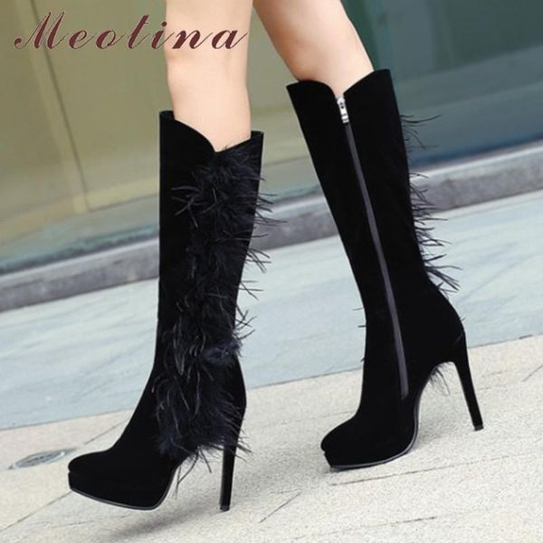 meotina winter knee high boots shoes platform high heel long boots feather black female extreme heels ladies footwear
meotina winter knee high boots shoes platform high heel long boots feather black female extreme heels ladies footwear