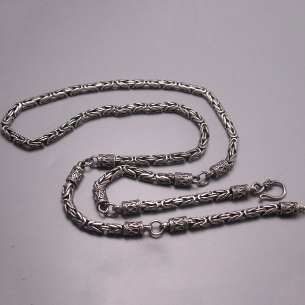 chains s925 sterling silver necklace women men luck byzantine chain 5mmw 25.6inch 62-63g