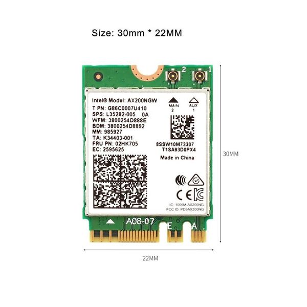 wireless dual band wifi 6 intel ax200 ngff wifi network card with 2.4g/5g 802.11ac/ax mu-mimo
wireless dual band wifi 6 intel ax200 ngff wifi network card with 2.4g/5g 802.11ac/ax mu-mimo