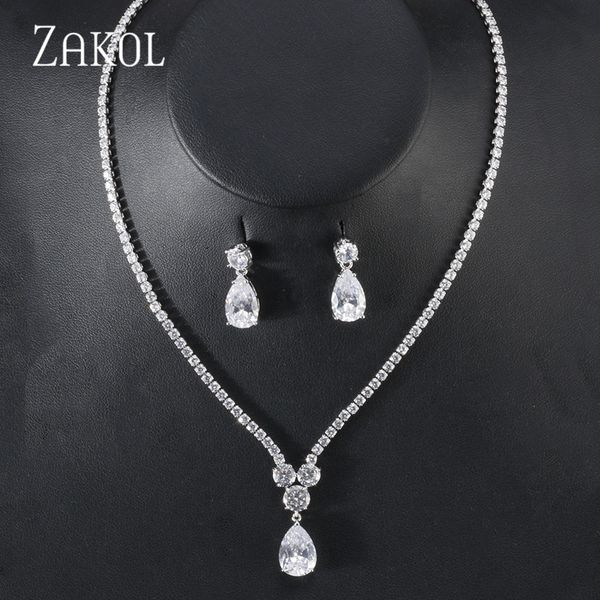 zakol новый дизайн luxury water drop цирконий ожерелье серьги для женщин высокого качества свадебные платья партии ювелирных изделий fssp461, Silver
zakol новый дизайн luxury water drop цирконий ожерелье серьги для женщин высокого качества свадебные платья партии ювелирных изделий fssp461, Silver