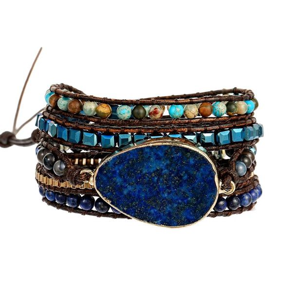 vintage handwoven natural lapis lazuli druzy hematite bead mixed 5 wrap energy multilayer bracelet jewelry for gift, Golden;silver
vintage handwoven natural lapis lazuli druzy hematite bead mixed 5 wrap energy multilayer bracelet jewelry for gift, Golden;silver