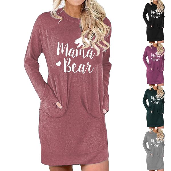 2020 new autumn women's hoodies & sweatshirts plus size new mama bear letter print loose mid-length pocket dress, Black
2020 new autumn women's hoodies & sweatshirts plus size new mama bear letter print loose mid-length pocket dress, Black