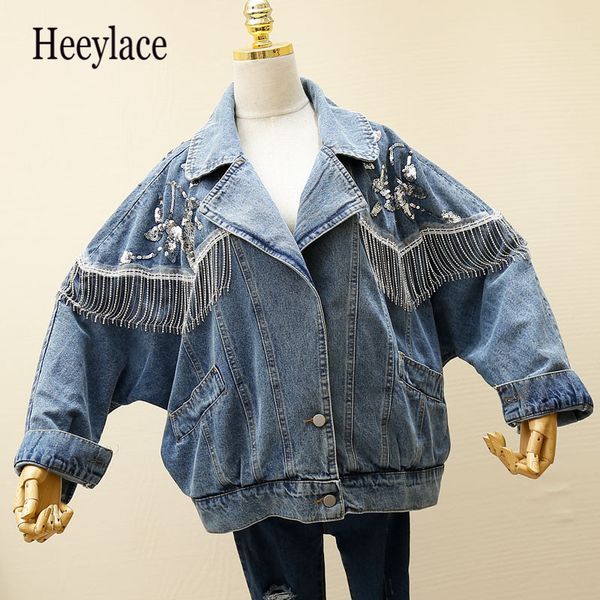 women's jackets sequined embroidery beading tassel denim jacket jeans korean loose coat casual girls outerwear veste femme, Black;brown
women's jackets sequined embroidery beading tassel denim jacket jeans korean loose coat casual girls outerwear veste femme, Black;brown