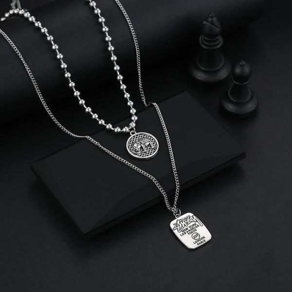 fashion new hip-hop double necklace female clavicle chain round chain geometric metal pendant accessories sale, Silver
fashion new hip-hop double necklace female clavicle chain round chain geometric metal pendant accessories sale, Silver