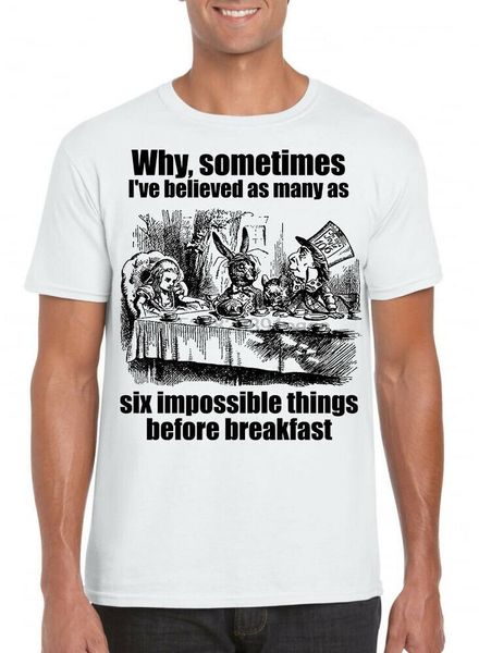 mens six impossible things t-shirt alice in wonderland mad hatter tea party men women fashion tshirt ing
mens six impossible things t-shirt alice in wonderland mad hatter tea party men women fashion tshirt ing