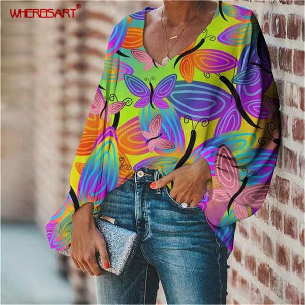 whereisart butterfly rainbow printed v-neck chiffon blouse shirt women summer casual shirts office lady elegant blouse, White
whereisart butterfly rainbow printed v-neck chiffon blouse shirt women summer casual shirts office lady elegant blouse, White