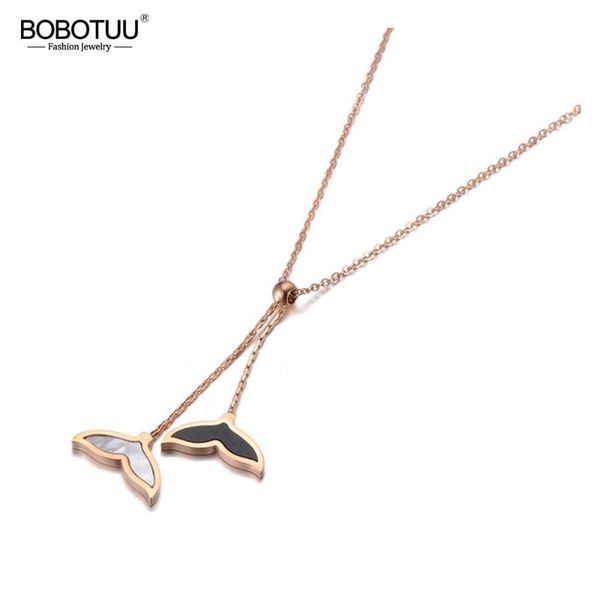 bobotuu bohemia titanium steel white/black shell fish tail pendant jewelry trendy rose gold beach necklace for women bn19103, Silver
bobotuu bohemia titanium steel white/black shell fish tail pendant jewelry trendy rose gold beach necklace for women bn19103, Silver