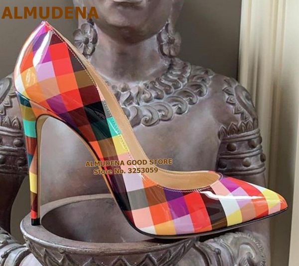 almudena multicolor checkered high heel shoes colorized plaid 12 8cm gladiator shoes slip-on shallow wedding pumps size45, Black
almudena multicolor checkered high heel shoes colorized plaid 12 8cm gladiator shoes slip-on shallow wedding pumps size45, Black