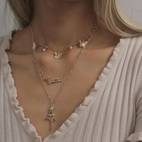 cross-border jewelry retro mix and match rose letter necklace simple ins wind butterfly multilayer necklace female, Silver
cross-border jewelry retro mix and match rose letter necklace simple ins wind butterfly multilayer necklace female, Silver