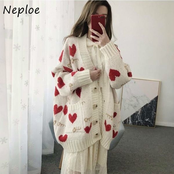 neploe korean 2020 autumn winter new cardigans v neck long sleeve love single-breasted sweater fashion loose pull femme coats, White
neploe korean 2020 autumn winter new cardigans v neck long sleeve love single-breasted sweater fashion loose pull femme coats, White