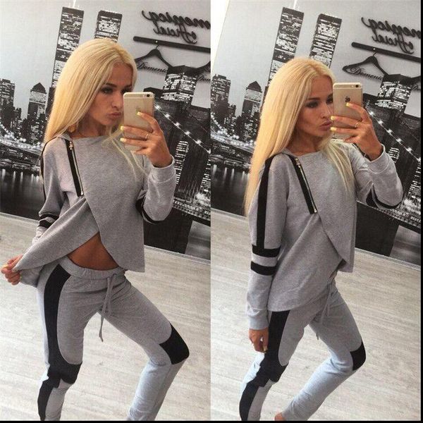 женщины костюм костюм set 2020 женщины tracksuit двухкусочный спорт стиль outfit беговая толстовка фитнес lounge sportwear, Gray 
женщины костюм костюм set 2020 женщины tracksuit двухкусочный спорт стиль outfit беговая толстовка фитнес lounge sportwear, Gray