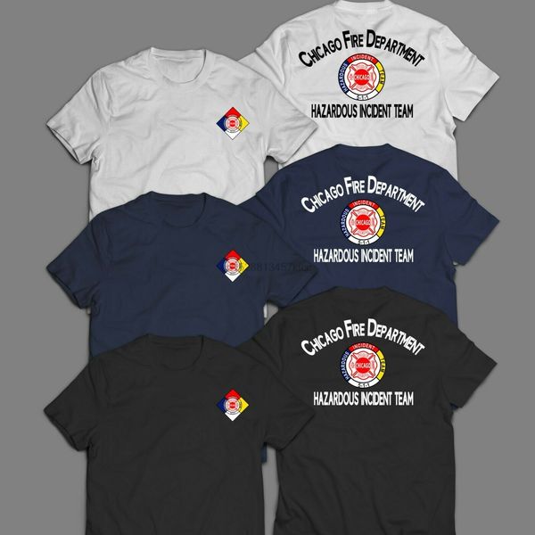 new fire department chicago hazardous incident team firefighter rescue t-shirt