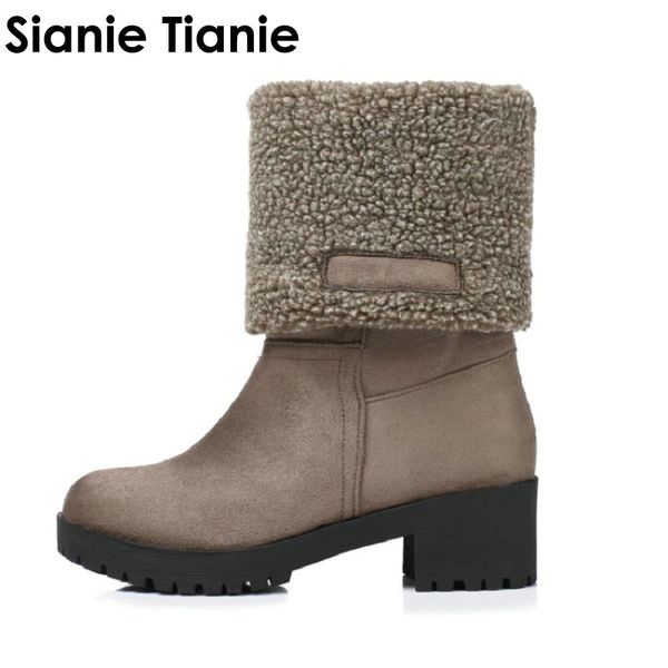 sianie tianie 2020 winter faux fur warm plush boots chunky square heels platform women mid-calf snowboots woman shoes size 43 42, Black
sianie tianie 2020 winter faux fur warm plush boots chunky square heels platform women mid-calf snowboots woman shoes size 43 42, Black